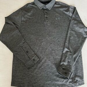 LG Men's Dark Gray Long Sleeve Polo Shirt